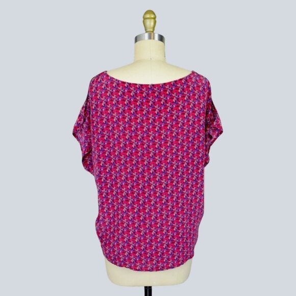 JOIE MEADOW CURRENT 100% SILK ABSTRACT CUTOUT COLD SHOULDER TOP - Picture 6 of 8